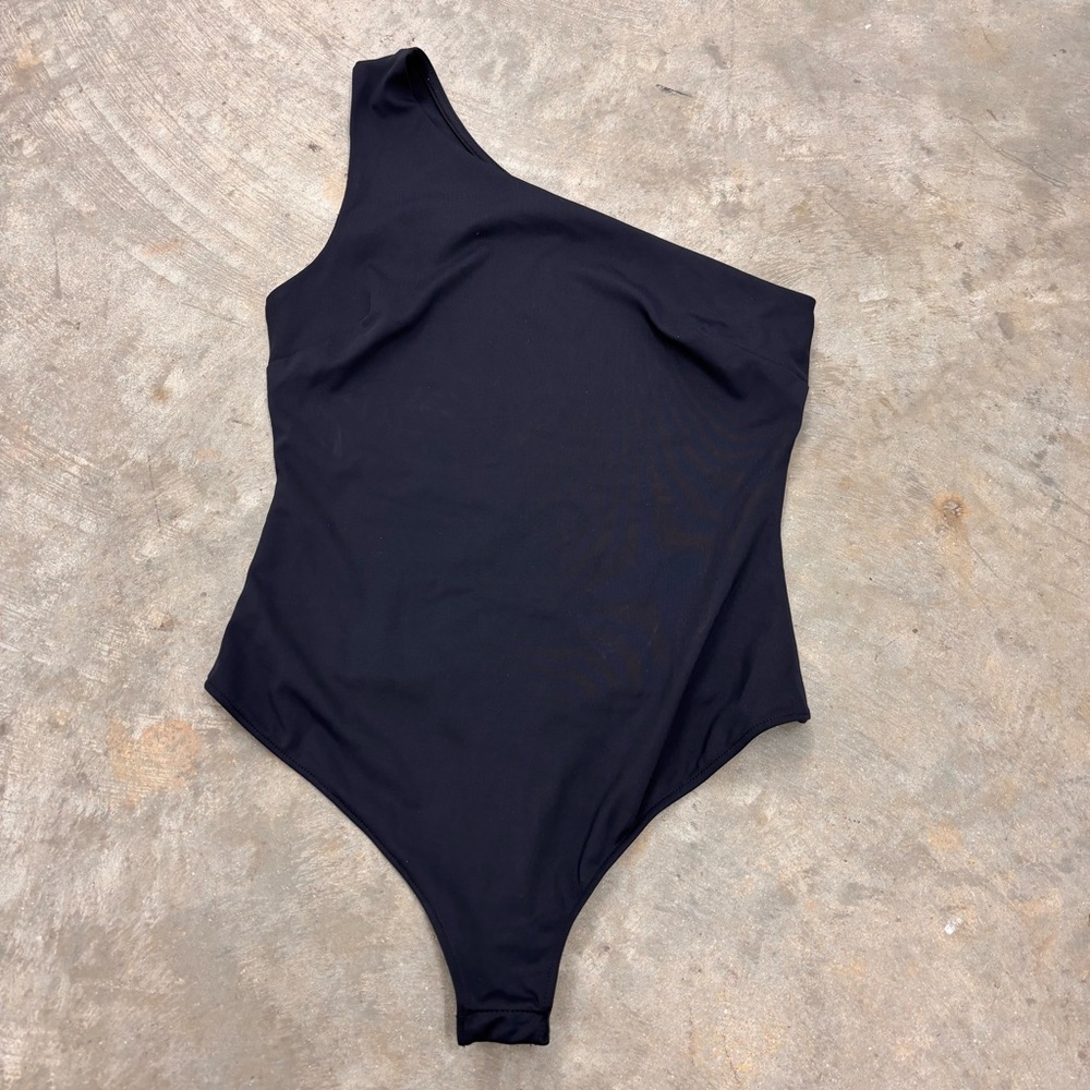 Intimately Free People One Shoulder Thong Black Bodysuit Womens Small P